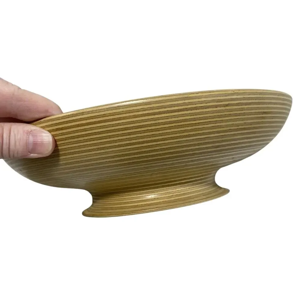 Vintage Paavo Asikainen Finlnd design turned wood console bowl centerpiece decor